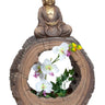 Moderne Skulptur Dekofigur Buddha sitzend auf Baumscheibe gold/braun 35x56 cm - Lifestyle & More