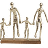 Moderne Skulptur Dekofigur Familie aus Metall auf Holzsockel stehend silber Breite 38cm Höhe 31 cm - Lifestyle & More