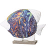 Moderne Skulptur Dekofigur Fisch Colori weiß bunt auf Sockel Höhe 20,5 cm Breite 28 cm - Lifestyle & More