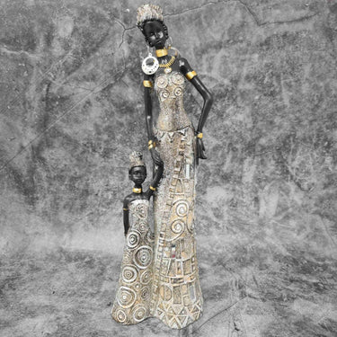Moderne Skulptur Dekofigur Frau Afrikanerin gold/braun Höhe 31 cm - Lifestyle & More