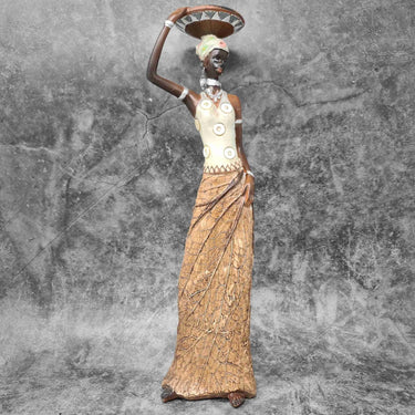 Moderne Skulptur Dekofigur Frau Afrikanerin gold/braun Höhe 35 cm - Lifestyle & More