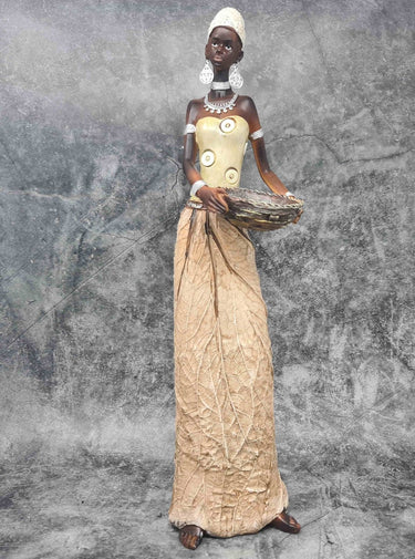 Moderne Skulptur Dekofigur Frau Afrikanerin gold/braun Höhe 40 cm - Lifestyle & More
