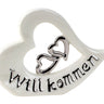 Moderne Skulptur Dekofigur Herz aus Keramik weiß und Silber 22x16 cm - Lifestyle & More