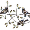 Moderne Wanddekoration Wandskulptur Wandbild Blätter & Vögel bunt aus Metall 49x66 cm - Lifestyle & More