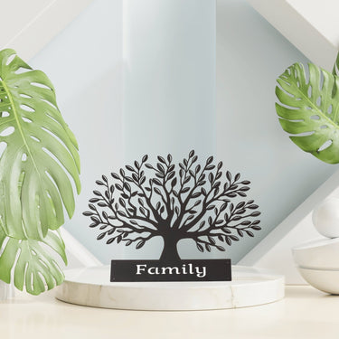Moderne Wanddekoration Wandskulptur Wandbild Familien - Baum schwarz aus Metall 30x24 cm - Lifestyle & More