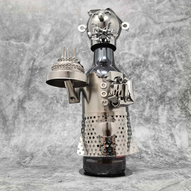 Moderner Flaschenhalter Bierflaschenständer Geburtstag aus Metall in silber Höhe 24 cm - Lifestyle & More