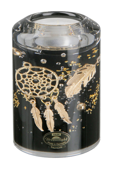 Moderner Teelichthalter Windlichthalter aus Glas Schwarz Gold Höhe 10, – Lifestyle & More