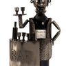 Moderner Wein Flaschenhalter Flaschenständer Barkeeper aus Metall in silber Höhe 32,5 cm Breite 20 - Lifestyle & More