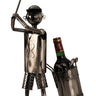 Moderner Wein Flaschenhalter Flaschenständer Golfspieler aus Metall in silber Höhe 53 cm - Lifestyle & More
