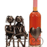 Moderner Wein Flaschenhalter Flaschenständer Paar auf Bank aus Metall in silber Höhe 22 cm Breite 25 - Lifestyle & More