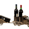 Moderner Wein Flaschenhalter Flaschenständer Truck mit Anhänger für 3 Flaschen Länge 66 cm - Lifestyle & More