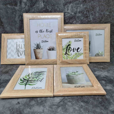 Modernes Bilderrahmen Fotorahmen Set 6 - teilig zum Stellen und Hängen inklusive Geschenkbox hellbraun - Lifestyle & More