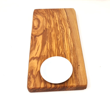 Servierbrett Servierplatte aus hochwertigem Olivenholz inklusive Dipschale | Vesperbrett | 28x13 cm - Lifestyle & More