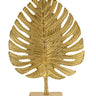 Skulptur Dekofigur Blatt aus Metall gold auf Holzsockel stehend 23x32 cm - Lifestyle & More