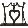 Skulptur Dekofigur Familie aus Metall auf Holzsockel stehend schwarz 38x32 cm - Lifestyle & More