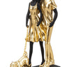Skulptur Dekofigur Paar mit Hund gold/schwarz aus Kunststein Höhe 30 cm Breite 19,5cm - Lifestyle & More