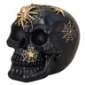 Skulptur Dekofigur Totenkopf schwarz mit goldenen Spinnen aus Kunststein Höhe 12cm Breite 15cm - Lifestyle & More