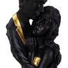 Skulptur Liebespaar schwarz mit goldenen Elementen aus Kunststein mit schwarzem Sockel Höhe 30 cm Br - Lifestyle & More