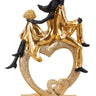 Skulptur Paar sitzend auf einem Herz gold aus Kunststein Höhe 33cm Breite 24,5cm - Lifestyle & More