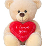 Teddybär Kuschelbär beige mit Schleife und Aufschrift I Love You 30 cm groß Plüschbär Kuscheltier - Lifestyle & More