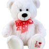 Teddybär Kuschelbär weiß mit Schleife und Aufschrift "I Love You" 50 cm groß Plüschbär Kuscheltier - Lifestyle & More