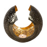 Teelichthalter Windlicht in moderner Form braun/Gold aus Metall 18x17 cm - Lifestyle & More