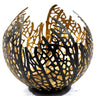 Teelichthalter Windlicht in moderner Form schwarz/Gold aus Metall Höhe 12 cm - Lifestyle & More