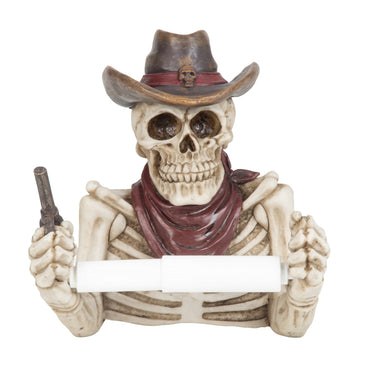 Totenkopf "Cowboy" als Toilettenpapierhalter aus Polyresin 20x21 cm - Lifestyle & More