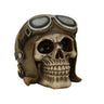 Totenkopf mit Fliegermütze & Brille aus Kunststein Höhe 13 cm - Lifestyle & More