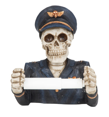 Totenkopf "Pilot" als Toilettenpapierhalter aus Polyresin 19x21 cm - Lifestyle & More