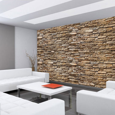 Vlies Fototapete braun anreihbar Steinwand Steinoptik Stein Wand Wall - Lifestyle & More