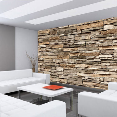 Vlies Fototapete braun anreihbar Steinwand Tapete Steinoptik Steine - Lifestyle & More