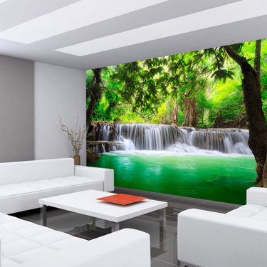 Vlies Fototapete Deep Forest Waterfalls Natur Tapete Wasserfall Bäume Wald Thailand See Wasser Meer - Lifestyle & More