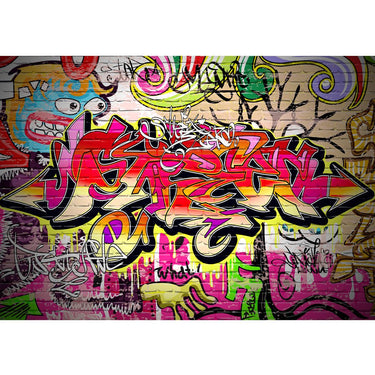 Vlies Fototapete Graffiti Tapete Kinderzimmer Graffiti Streetart Graffitti Sprayer 3D bunt braun - Lifestyle & More