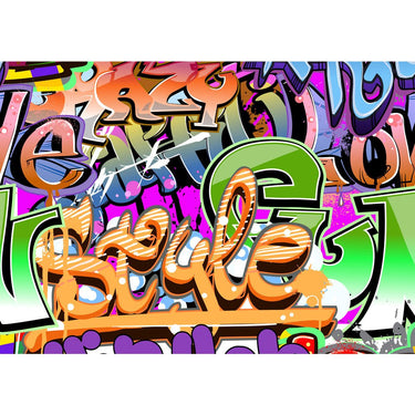 Vlies Fototapete Graffiti Tapete Kinderzimmer Graffiti Streetart Graffitti Sprayer 3D bunt schwarz - Lifestyle & More