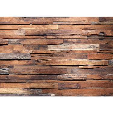 Vlies Fototapete Holz Tapete Holzwand Steinoptik Holz Wand Mauer Holztapete braun - Lifestyle & More