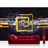 Vlies Fototapete Kunst Tapete Abstrakt Ornament Gelb Schwarz Hindergrund gelb - Lifestyle & More