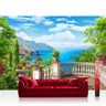 Vlies Fototapete Meer Tapete Ausblick Terrasse Seeblick Meer Sonne rot - Lifestyle & More