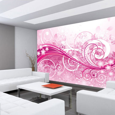 Vlies Fototapete Pink Floral OrnamentsOrnamente Tapete Ornamente Blumen Orchidee Rot Blumenranke - Lifestyle & More