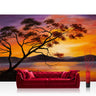 Vlies Fototapete Sonnenuntergang Tapete Sonnenuntergang Baum Natur Romantisch Urlaub grau - Lifestyle & More