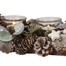Weihnachtlicher Adventskranz länglich mit grün/brauner Dekoration für Teelichter 45x15 cm - Lifestyle & More