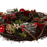 Weihnachtlicher Adventskranz rund mit rot/grün/brauner Dekoration für Teelichter ⌀ 34 cm - Lifestyle & More