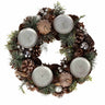 Weihnachtlicher Adventskranz rund mit silber/grün/brauner Dekoration für Kerzen ⌀ 34 cm - Lifestyle & More