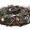 Weihnachtlicher Adventskranz rund mit silber/grün/brauner Dekoration für Teelichter ⌀ 34 cm - Lifestyle & More