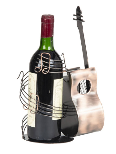 Wein - Flaschenhalter "Gitarre" mit Weinkorkenbehälter aus Metall 20x30 cm - Lifestyle & More