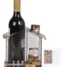 Wein - Flaschenhalter "Haus" mit Weinkorkenbehälter aus Metall 19x17 cm - Lifestyle & More