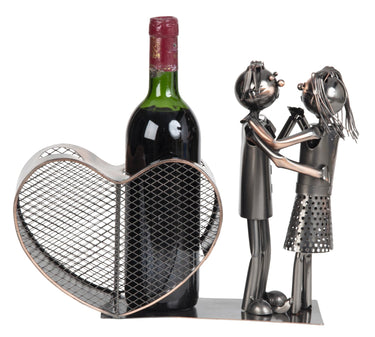 Wein - Flaschenhalter "Tanzendes Paar" inkl. Weinkorkenbehälter Metall 34x25 cm - Lifestyle & More