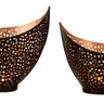 Windlichthalter Teelichthalter in Sichelform 2 Größen schwarz/gold aus Metall Höhe 12+15 cm - Lifestyle & More