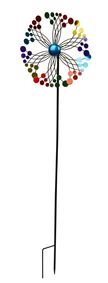 Windrad Windspiel mehrfarbig aus Metall als Gartenstecker Höhe 112 cm ⌀ 31 cm - Lifestyle & More