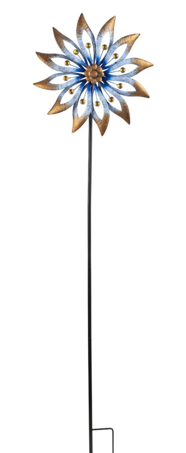 Windrad Windspiel mehrfarbig aus Metall als Gartenstecker Höhe 158 cm Durchmesser 42 cm - Lifestyle & More